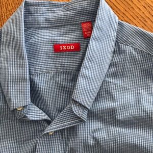 Izod blue/white small checkered men’s shirt
